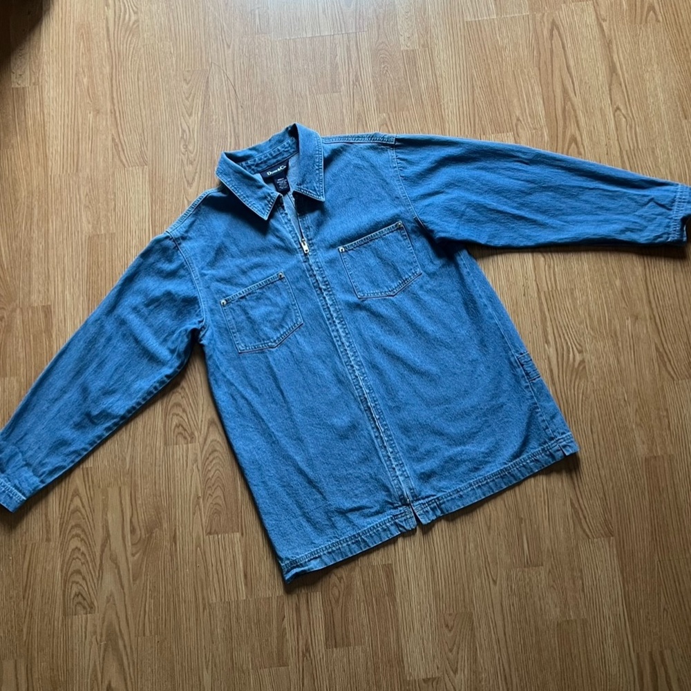 denim & co womens vintage denim zip up jacket/shirt
